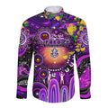Personalised NAIDOC Week 2025 Freo Football Long Sleeve Button Shirt Aboriginal Dot Painting