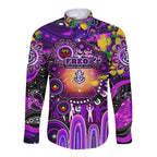 Personalised NAIDOC Week 2025 Freo Football Long Sleeve Button Shirt Aboriginal Dot Painting
