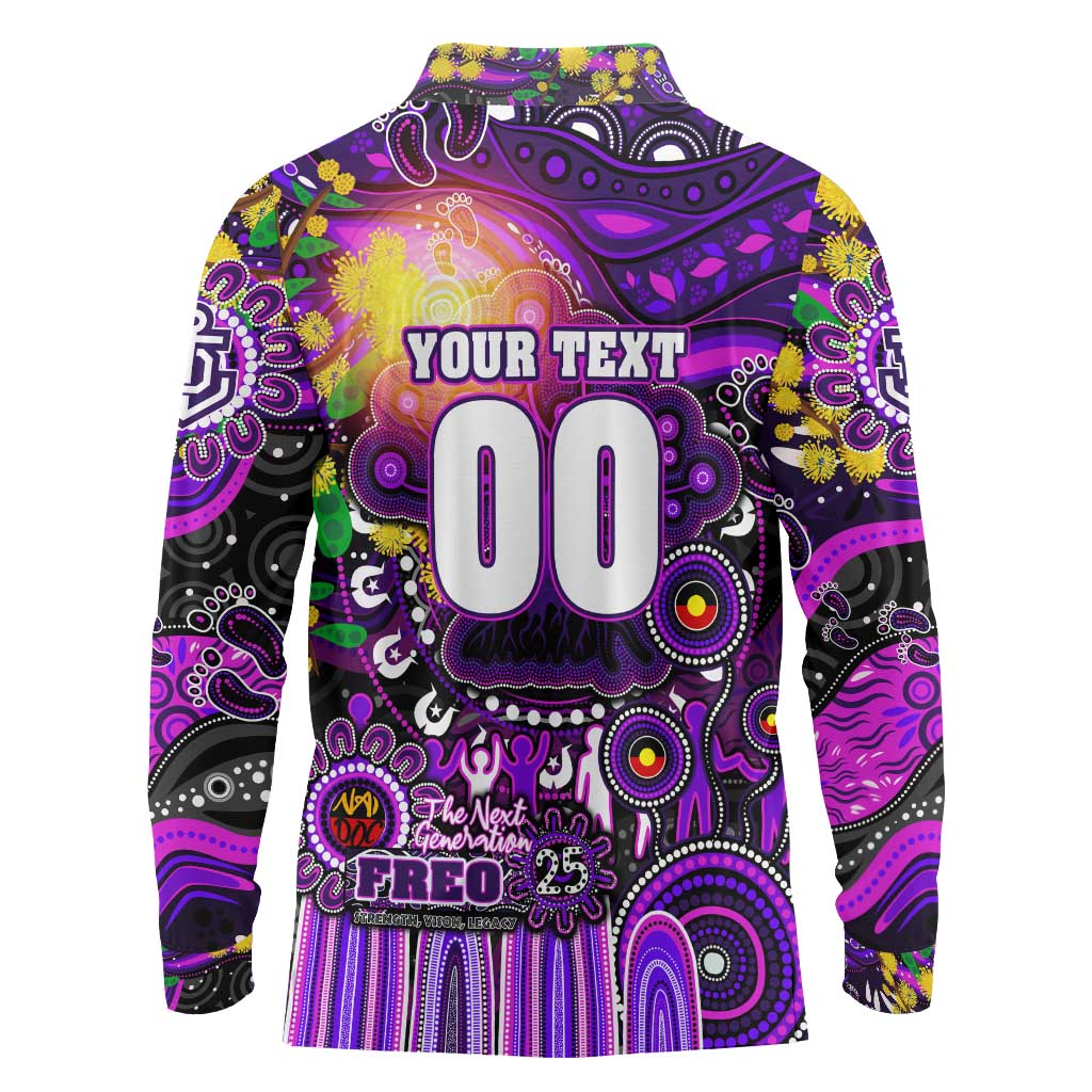Personalised NAIDOC Week 2025 Freo Football Long Sleeve Polo Shirt Aboriginal Dot Painting