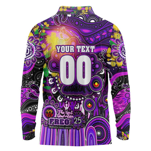 Personalised NAIDOC Week 2025 Freo Football Long Sleeve Polo Shirt Aboriginal Dot Painting