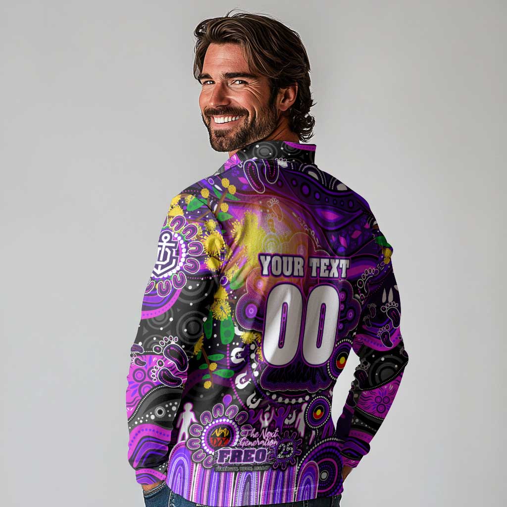 Personalised NAIDOC Week 2025 Freo Football Long Sleeve Polo Shirt Aboriginal Dot Painting