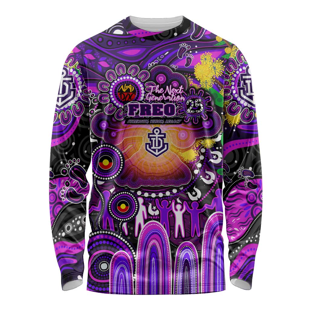 Personalised NAIDOC Week 2025 Freo Football Long Sleeve Shirt Aboriginal Dot Painting