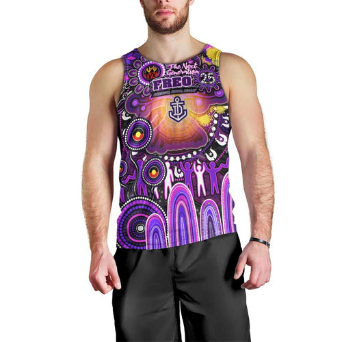 Personalised NAIDOC Week 2025 Freo Football Men Tank Top Aboriginal Dot Painting