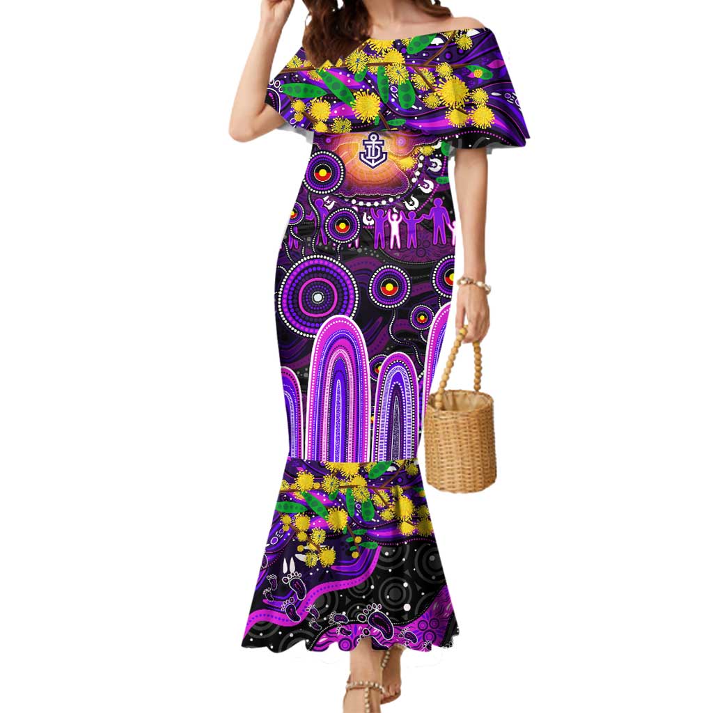 Personalised NAIDOC Week 2025 Freo Football Mermaid Dress Aboriginal Dot Painting