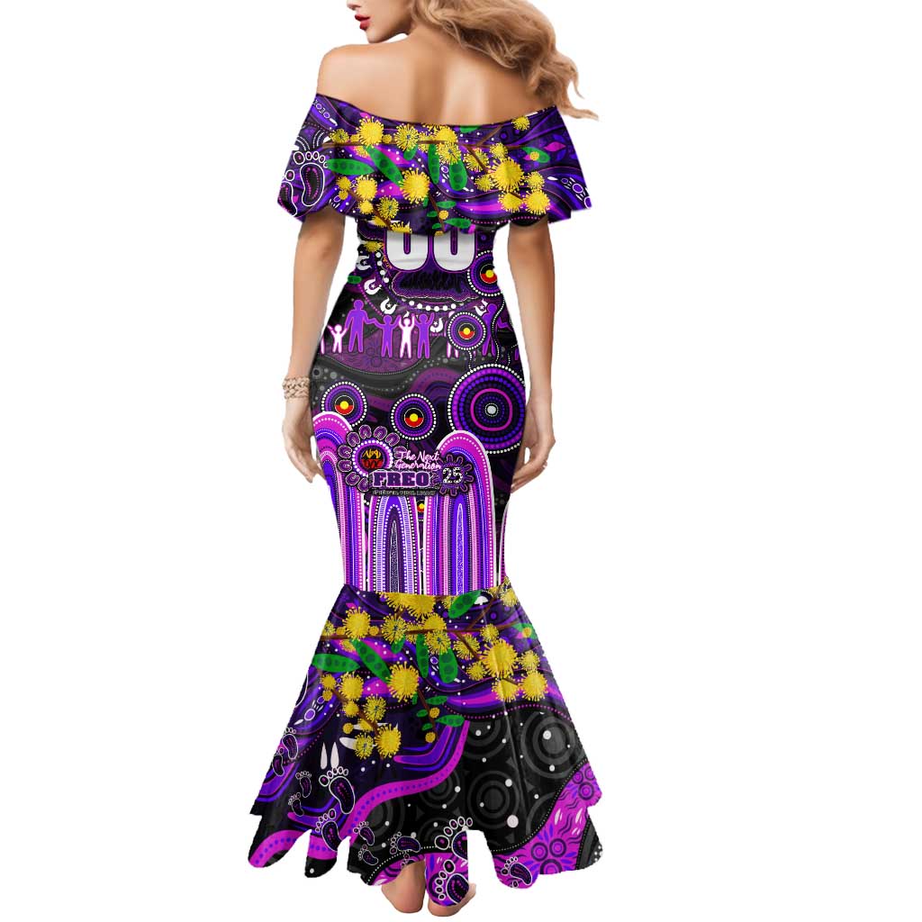 Personalised NAIDOC Week 2025 Freo Football Mermaid Dress Aboriginal Dot Painting