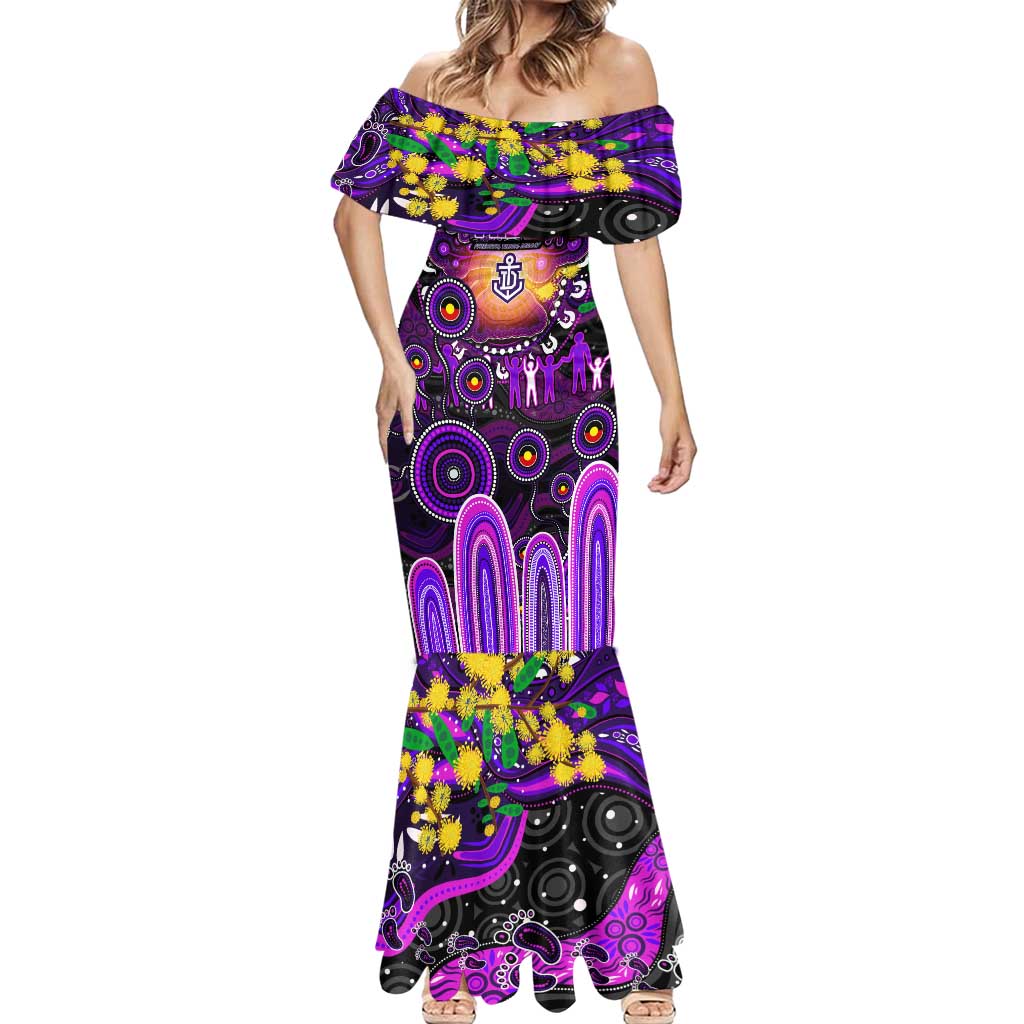 Personalised NAIDOC Week 2025 Freo Football Mermaid Dress Aboriginal Dot Painting