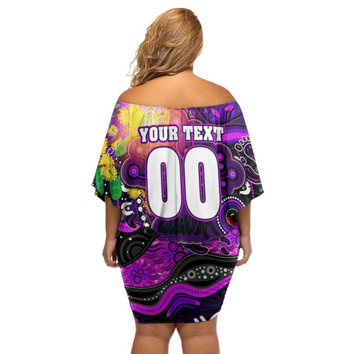 Personalised NAIDOC Week 2025 Freo Football Off Shoulder Short Dress Aboriginal Dot Painting