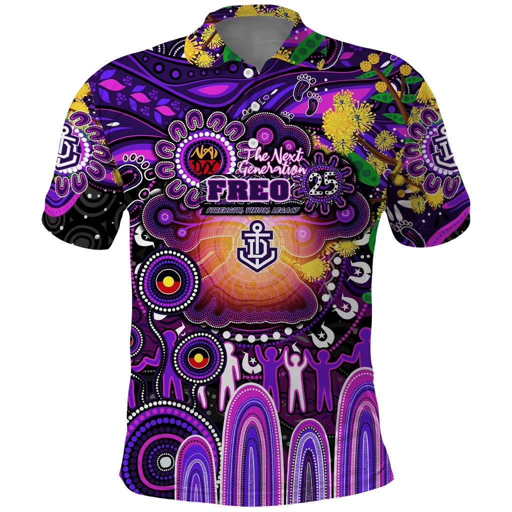 Personalised NAIDOC Week 2025 Freo Football Polo Shirt Aboriginal Dot Painting