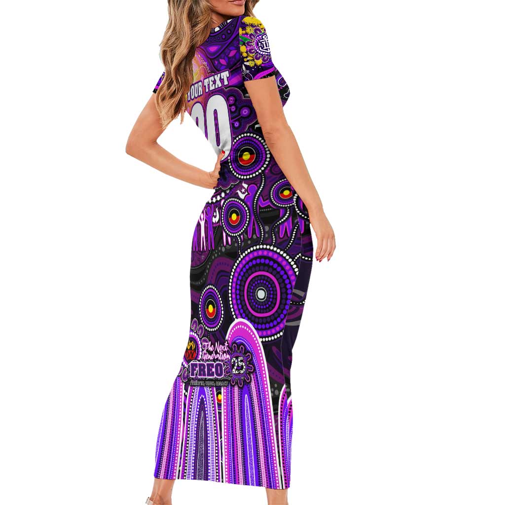 Personalised NAIDOC Week 2025 Freo Football Short Sleeve Bodycon Dress Aboriginal Dot Painting
