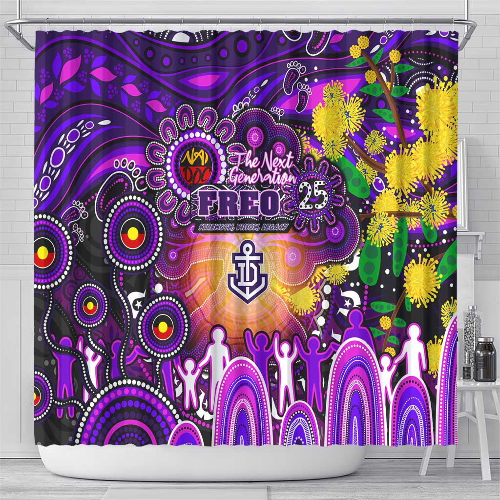 NAIDOC Week 2025 Freo Football Shower Curtain Aboriginal Dot Painting