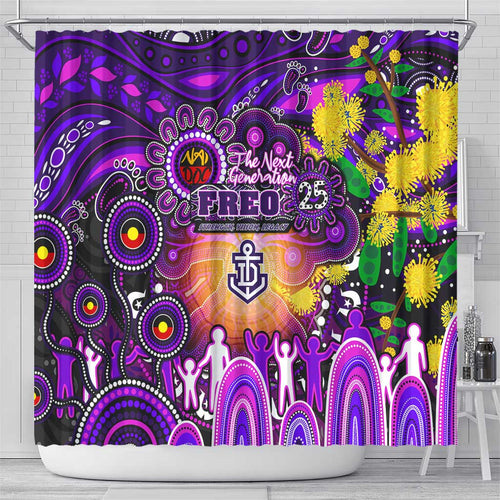 NAIDOC Week 2025 Freo Football Shower Curtain Aboriginal Dot Painting