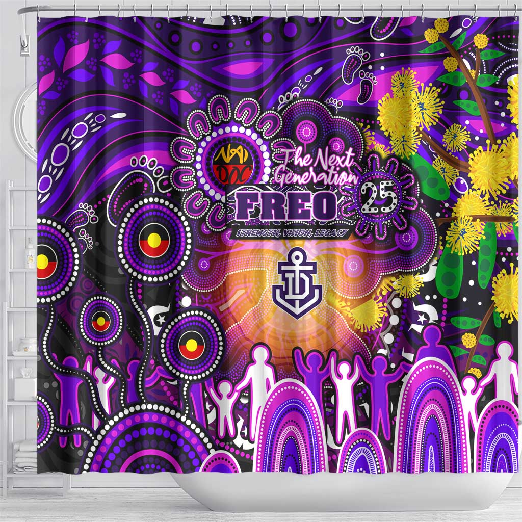 NAIDOC Week 2025 Freo Football Shower Curtain Aboriginal Dot Painting