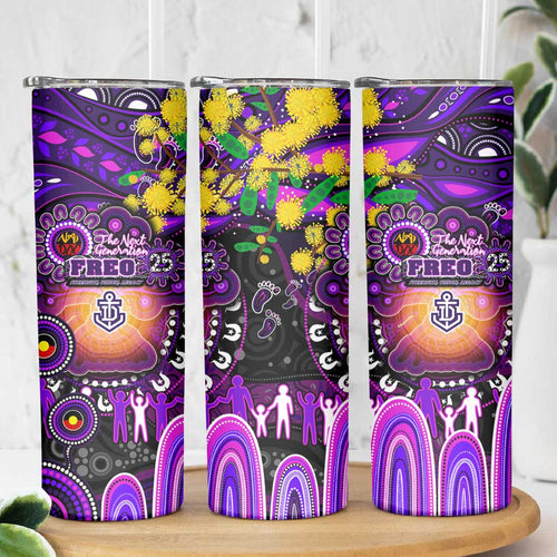 NAIDOC Week 2025 Freo Football Skinny Tumbler Aboriginal Dot Painting