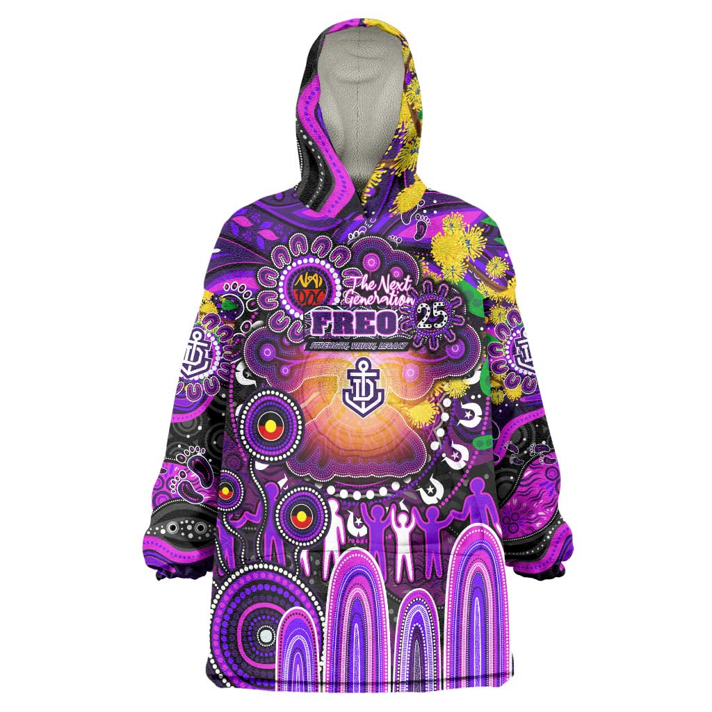 Personalised NAIDOC Week 2025 Freo Football Wearable Blanket Hoodie Aboriginal Dot Painting