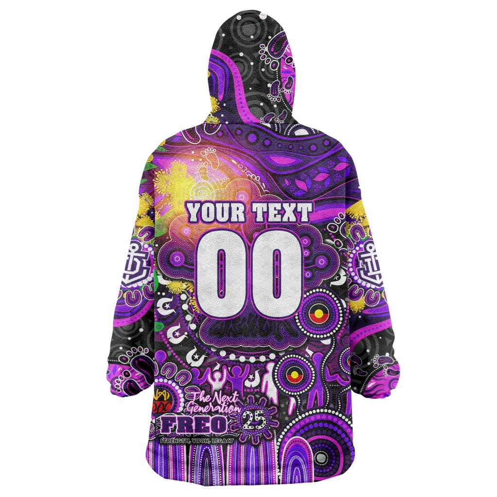 Personalised NAIDOC Week 2025 Freo Football Wearable Blanket Hoodie Aboriginal Dot Painting