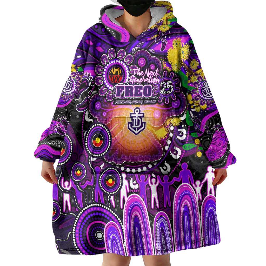 Personalised NAIDOC Week 2025 Freo Football Wearable Blanket Hoodie Aboriginal Dot Painting