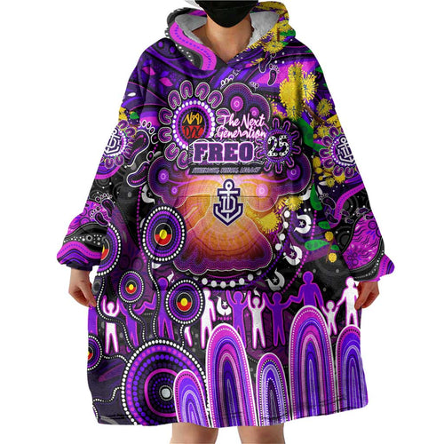 Personalised NAIDOC Week 2025 Freo Football Wearable Blanket Hoodie Aboriginal Dot Painting