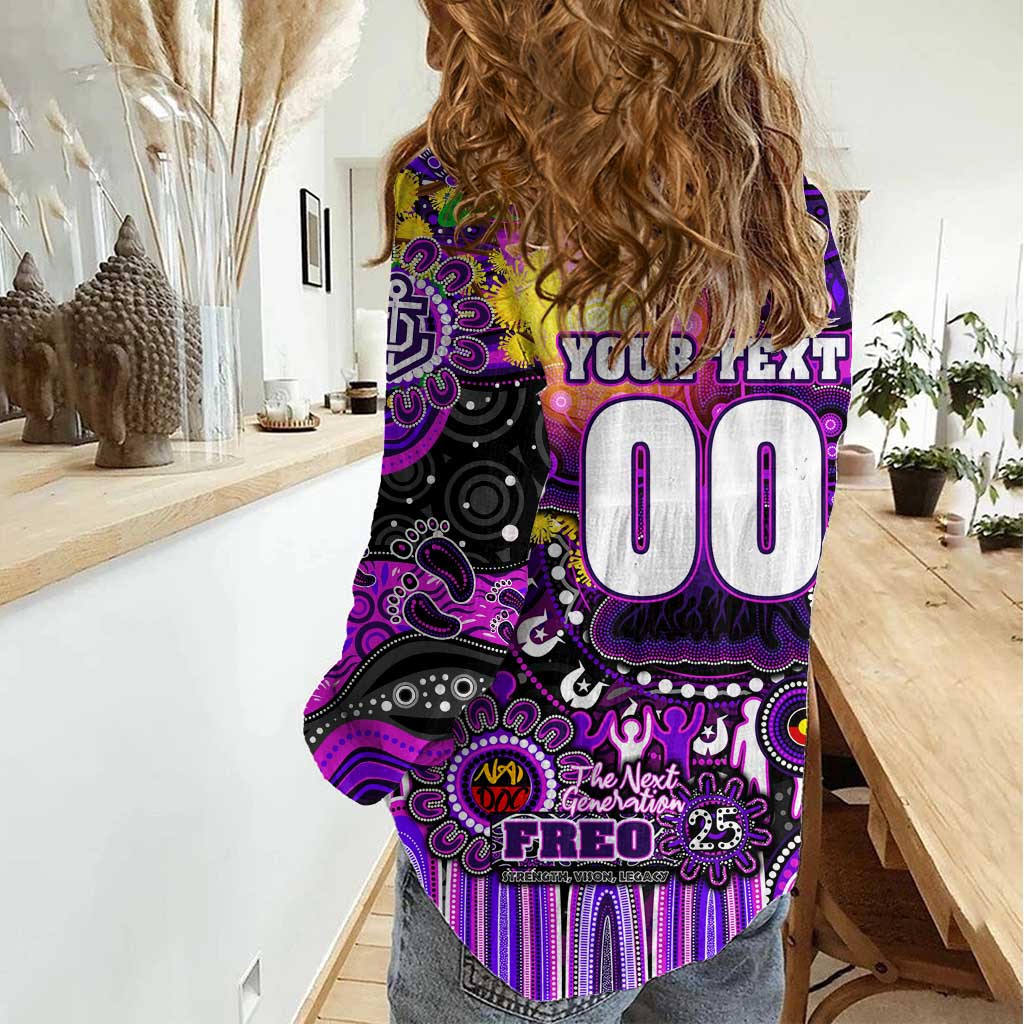 Personalised NAIDOC Week 2025 Freo Football Women Casual Shirt Aboriginal Dot Painting