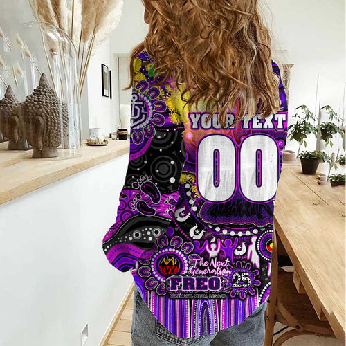 Personalised NAIDOC Week 2025 Freo Football Women Casual Shirt Aboriginal Dot Painting
