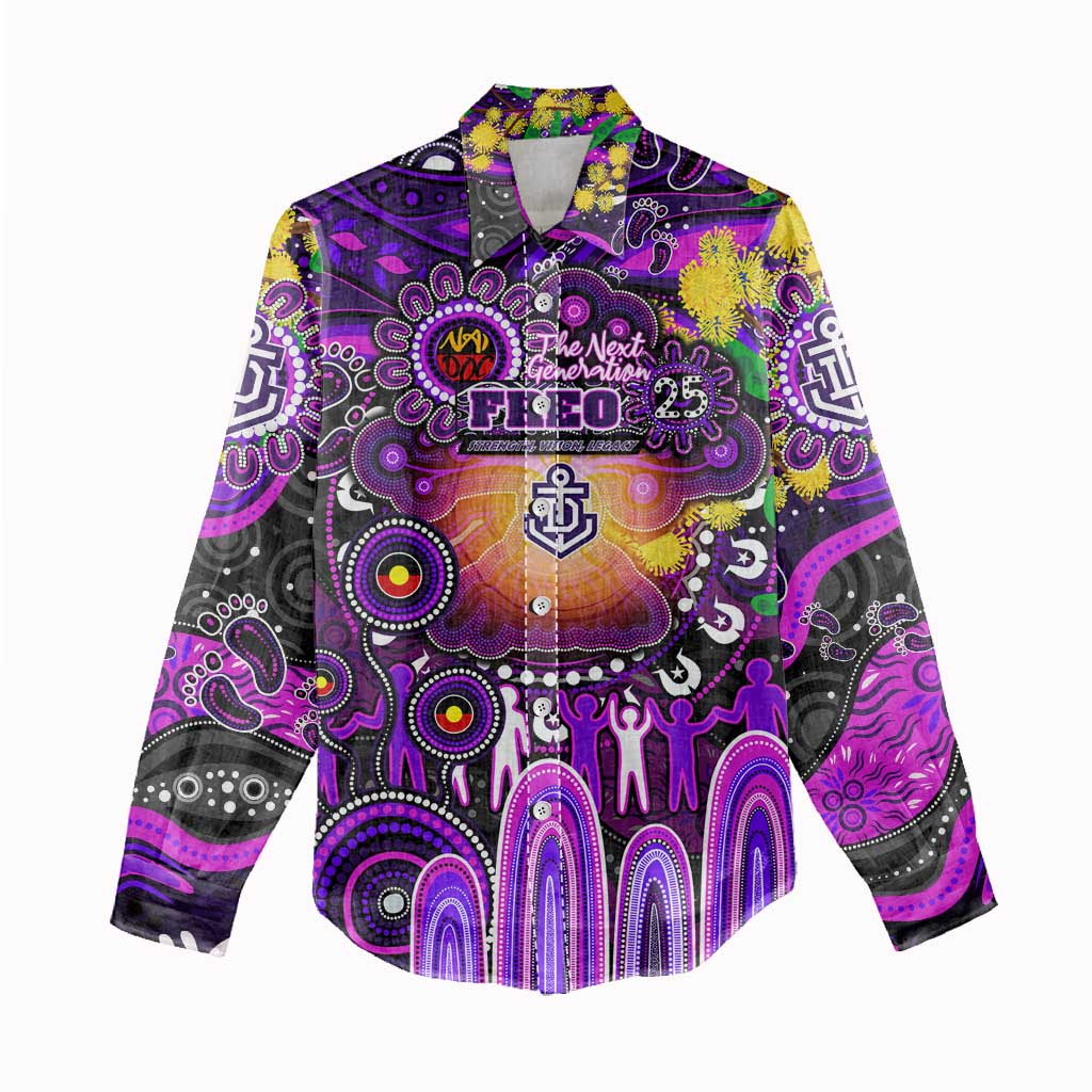 Personalised NAIDOC Week 2025 Freo Football Women Casual Shirt Aboriginal Dot Painting