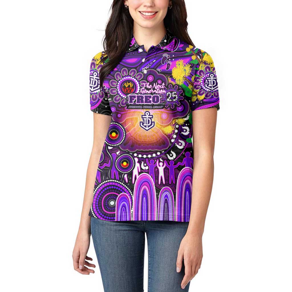 Personalised NAIDOC Week 2025 Freo Football Women Polo Shirt Aboriginal Dot Painting