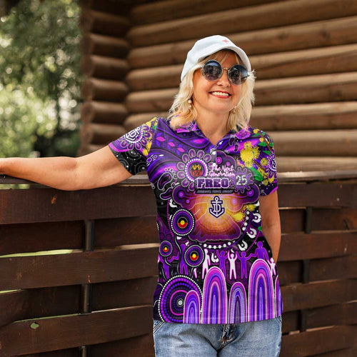 Personalised NAIDOC Week 2025 Freo Football Women Polo Shirt Aboriginal Dot Painting