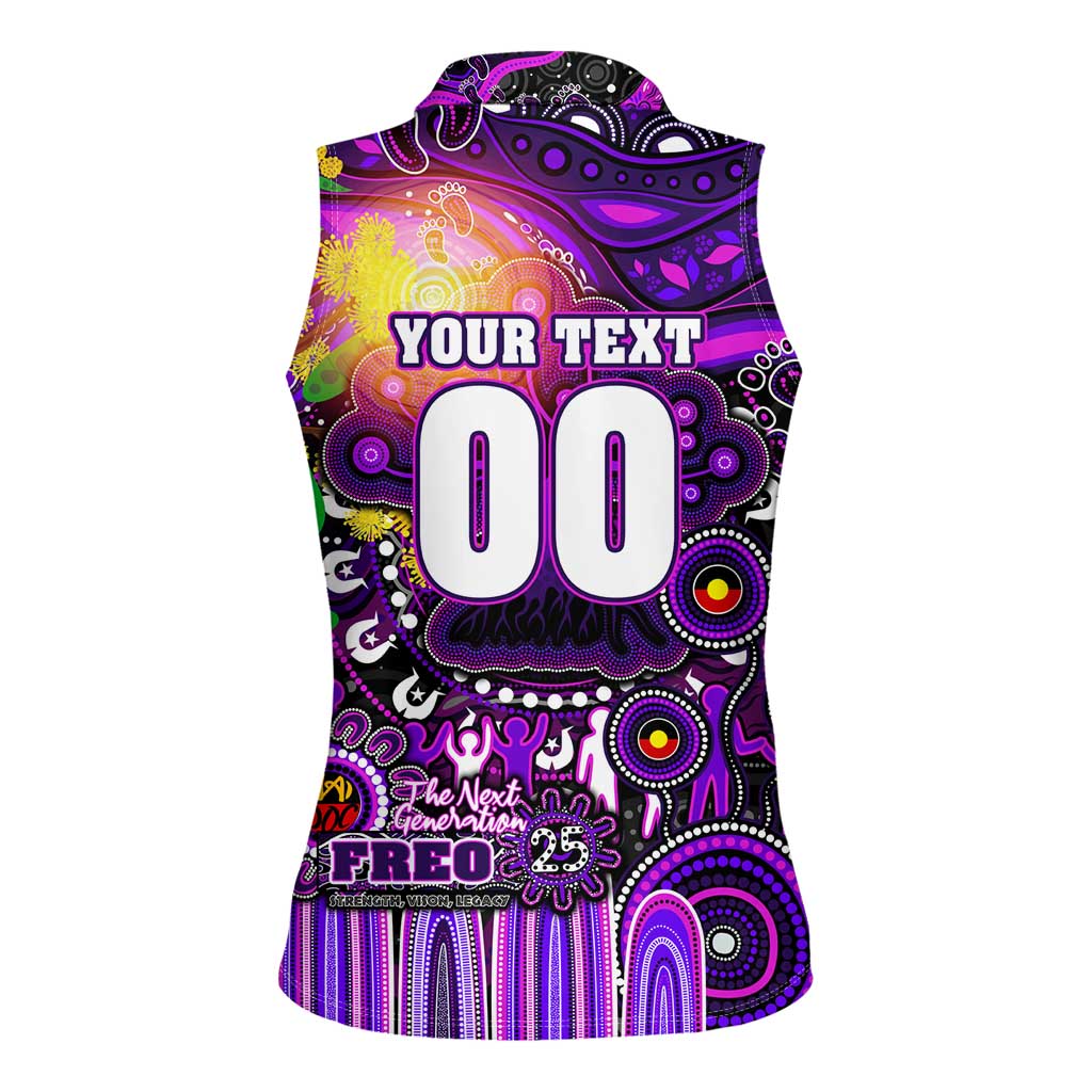 Personalised NAIDOC Week 2025 Freo Football Women Sleeveless Polo Shirt Aboriginal Dot Painting