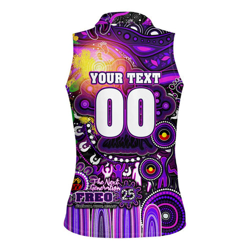 Personalised NAIDOC Week 2025 Freo Football Women Sleeveless Polo Shirt Aboriginal Dot Painting