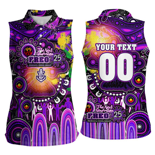 Personalised NAIDOC Week 2025 Freo Football Women Sleeveless Polo Shirt Aboriginal Dot Painting