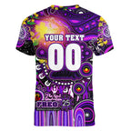 Personalised NAIDOC Week 2025 Freo Football Women V-Neck T-Shirt Aboriginal Dot Painting