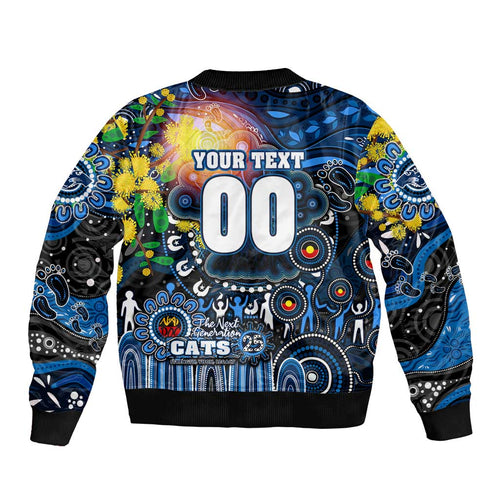 Personalised NAIDOC Week 2025 Cats Football Bomber Jacket Aboriginal Dot Painting
