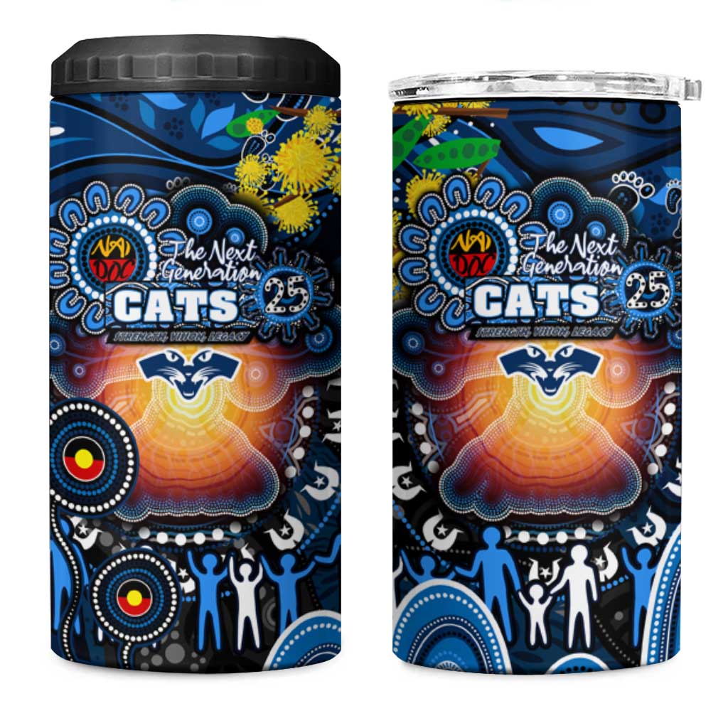 NAIDOC Week 2025 Cats Football 4 in 1 Can Cooler Tumbler Aboriginal Dot Painting