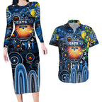 Personalised NAIDOC Week 2025 Cats Football Couples Matching Long Sleeve Bodycon Dress and Hawaiian Shirt Aboriginal Dot Painting