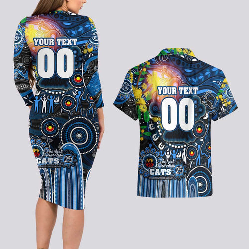 Personalised NAIDOC Week 2025 Cats Football Couples Matching Long Sleeve Bodycon Dress and Hawaiian Shirt Aboriginal Dot Painting