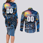 Personalised NAIDOC Week 2025 Cats Football Couples Matching Long Sleeve Bodycon Dress and Long Sleeve Button Shirt Aboriginal Dot Painting