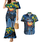 Personalised NAIDOC Week 2025 Cats Football Couples Matching Mermaid Dress and Hawaiian Shirt Aboriginal Dot Painting