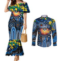Personalised NAIDOC Week 2025 Cats Football Couples Matching Mermaid Dress and Long Sleeve Button Shirt Aboriginal Dot Painting