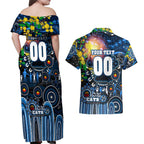 Personalised NAIDOC Week 2025 Cats Football Couples Matching Off Shoulder Maxi Dress and Hawaiian Shirt Aboriginal Dot Painting