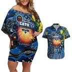 Personalised NAIDOC Week 2025 Cats Football Couples Matching Off Shoulder Short Dress and Hawaiian Shirt Aboriginal Dot Painting
