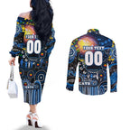 Personalised NAIDOC Week 2025 Cats Football Couples Matching Off The Shoulder Long Sleeve Dress and Long Sleeve Button Shirt Aboriginal Dot Painting
