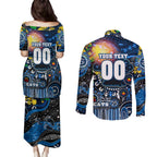 Personalised NAIDOC Week 2025 Cats Football Couples Matching Puletasi and Long Sleeve Button Shirt Aboriginal Dot Painting