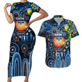 Personalised NAIDOC Week 2025 Cats Football Couples Matching Short Sleeve Bodycon Dress and Hawaiian Shirt Aboriginal Dot Painting