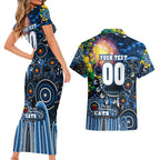 Personalised NAIDOC Week 2025 Cats Football Couples Matching Short Sleeve Bodycon Dress and Hawaiian Shirt Aboriginal Dot Painting