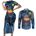Personalised NAIDOC Week 2025 Cats Football Couples Matching Short Sleeve Bodycon Dress and Long Sleeve Button Shirt Aboriginal Dot Painting