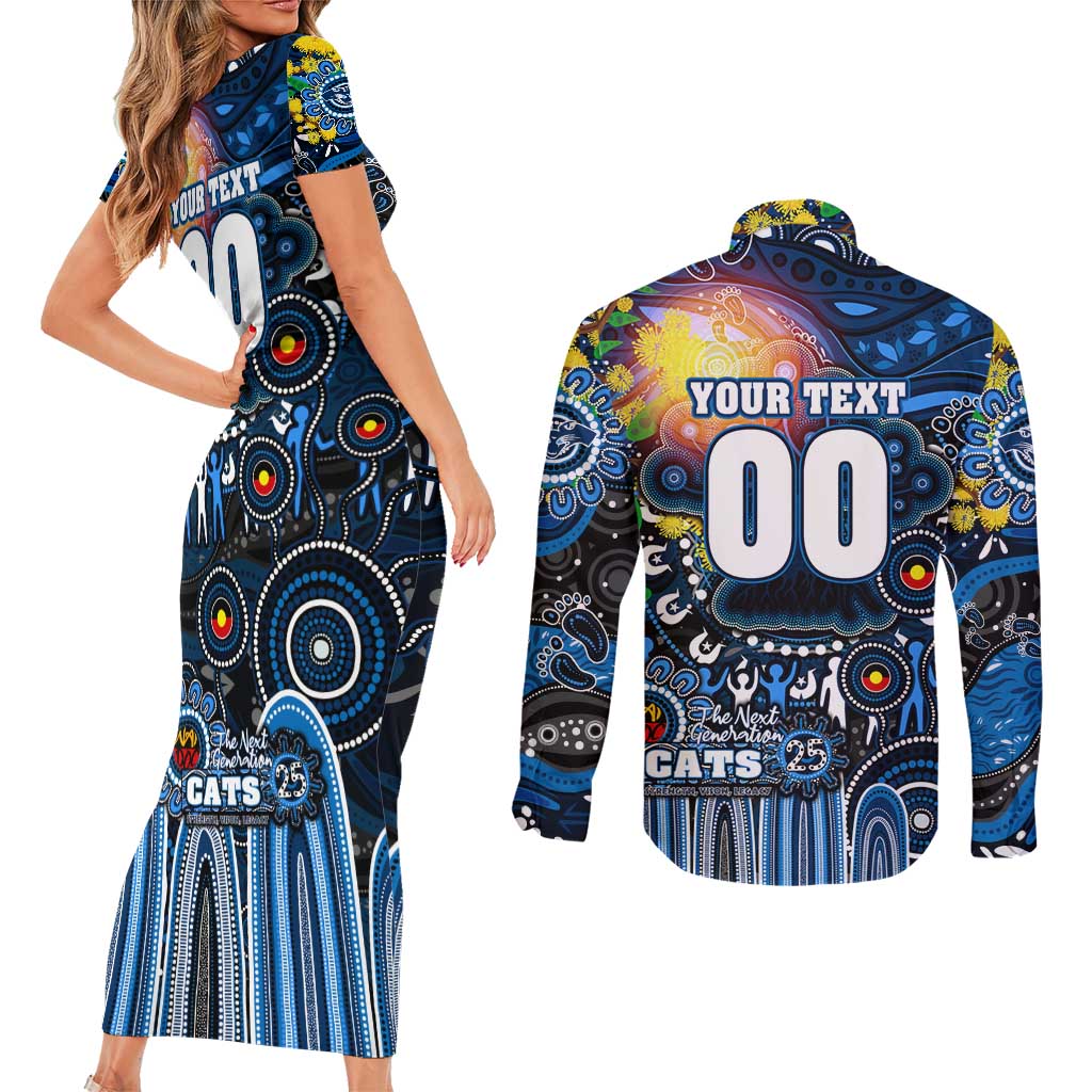 Personalised NAIDOC Week 2025 Cats Football Couples Matching Short Sleeve Bodycon Dress and Long Sleeve Button Shirt Aboriginal Dot Painting