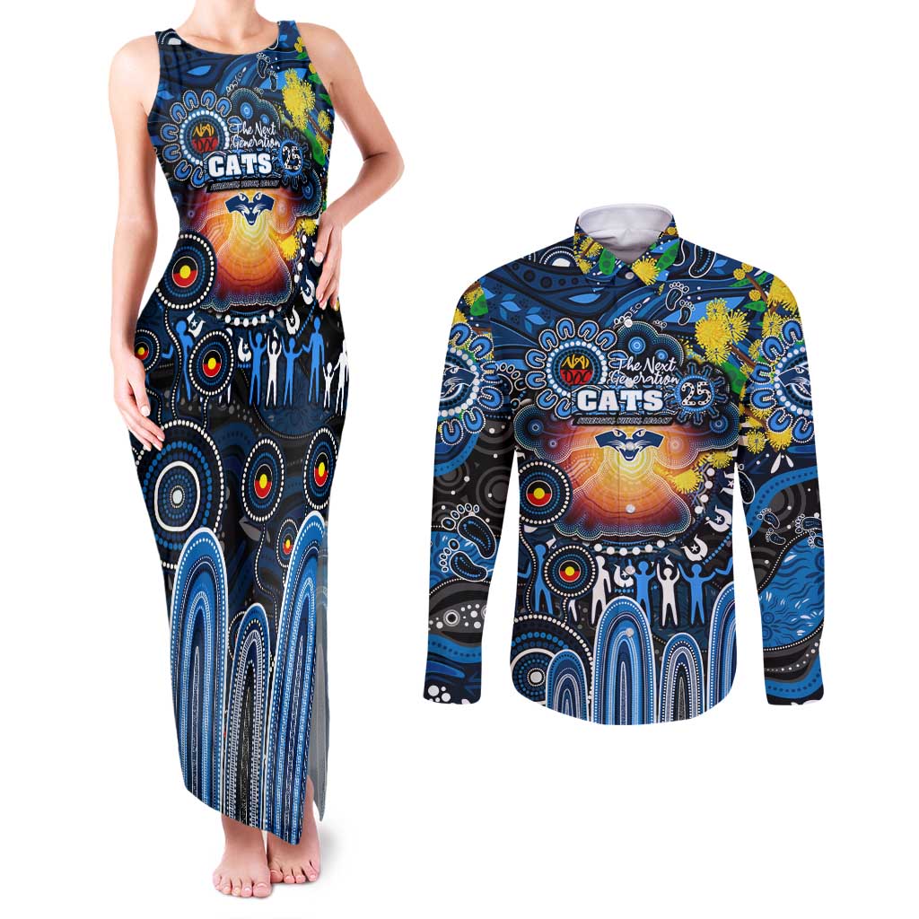 Personalised NAIDOC Week 2025 Cats Football Couples Matching Tank Maxi Dress and Long Sleeve Button Shirt Aboriginal Dot Painting