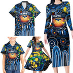 Personalised NAIDOC Week 2025 Cats Football Family Matching Long Sleeve Bodycon Dress and Hawaiian Shirt Aboriginal Dot Painting