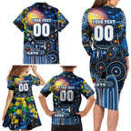 Personalised NAIDOC Week 2025 Cats Football Family Matching Long Sleeve Bodycon Dress and Hawaiian Shirt Aboriginal Dot Painting
