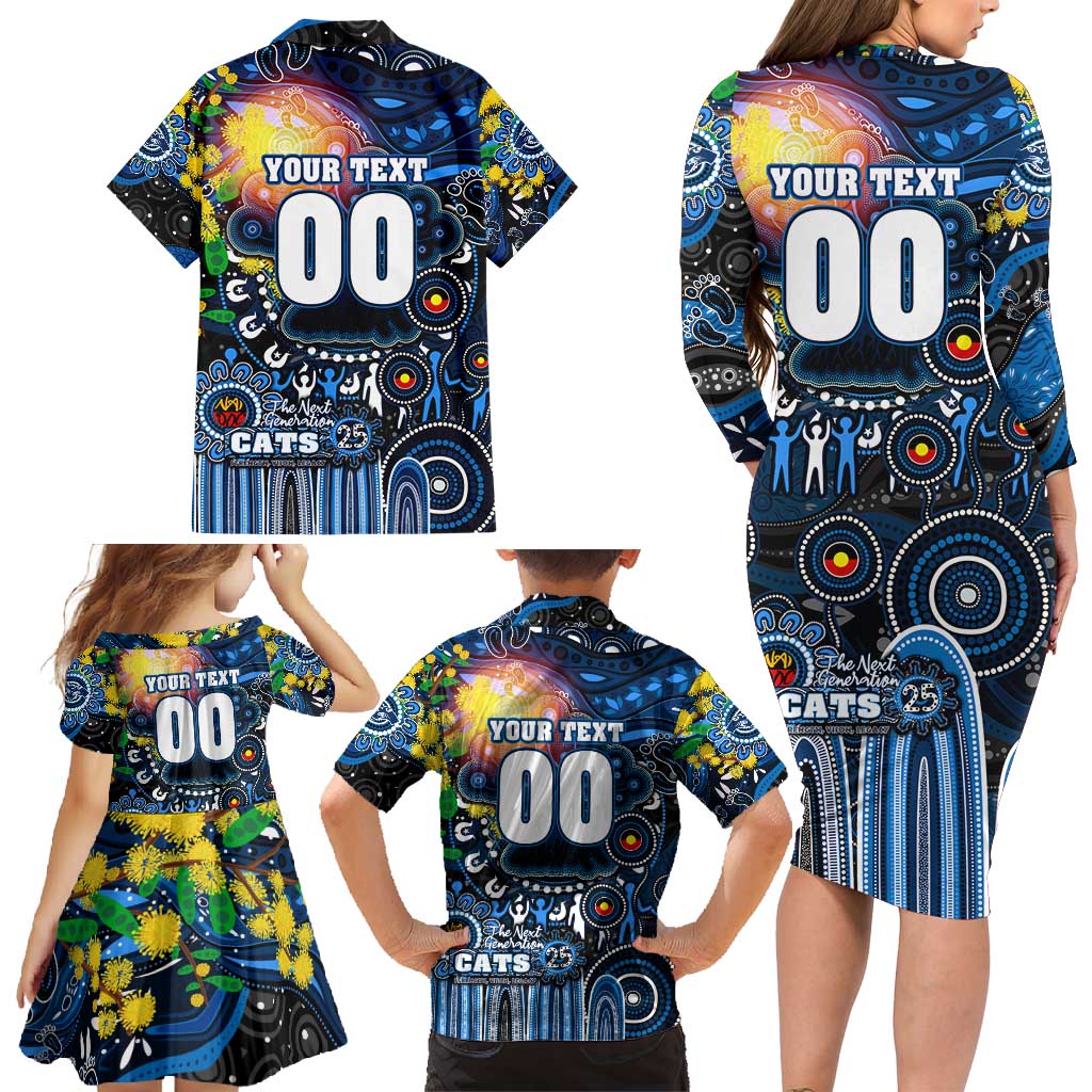 Personalised NAIDOC Week 2025 Cats Football Family Matching Long Sleeve Bodycon Dress and Hawaiian Shirt Aboriginal Dot Painting