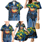 Personalised NAIDOC Week 2025 Cats Football Family Matching Mermaid Dress and Hawaiian Shirt Aboriginal Dot Painting